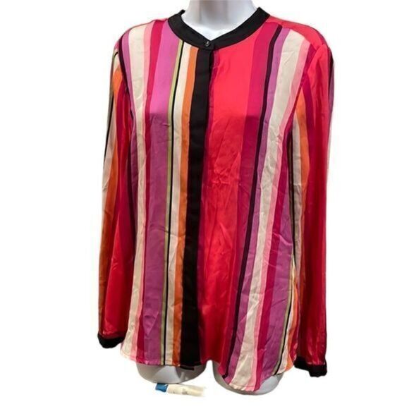 LIZ CLAIBORNE large button up blouse striped - Picture 1 of 3
